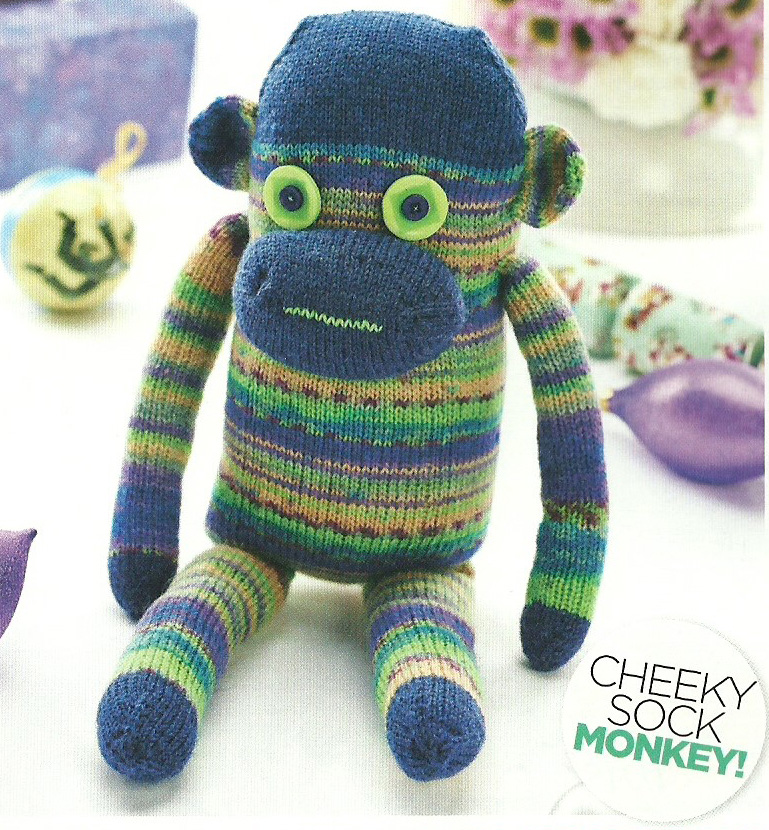 cheeky sock monkey lets knit