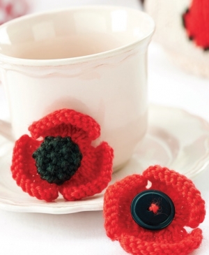 Remembrance Poppy Brooch pattern jane burns knitted