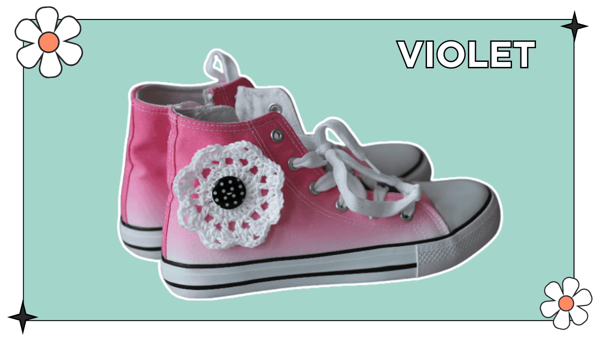 VIOLET crochet flowers for trainer embellishment crochet sneaker accessories