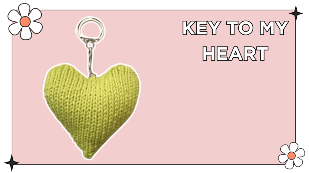 key to my heart, heart keyring knitting pattern jane burns