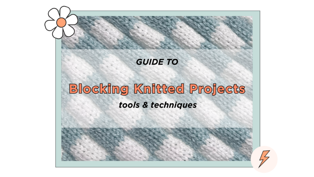 blocking knitted fabric, blocking tutorial showing blue and white knit fabric before blocking