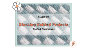 blocking knitted fabric, blocking tutorial showing blue and white knit fabric before blocking