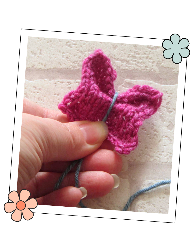 step three Knitted butterfly tutorial easy butterfly knitting pattern jane burns