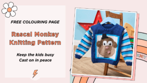 rascal monkey jumper knitting pattern with free colouring page jane burns