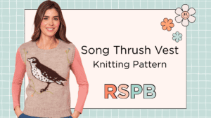 RSPB Song Thrush Vest knitting pattern by jane burns for knit now magazine