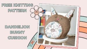 bunny cushion knitting pattern, free pattern from jane burns