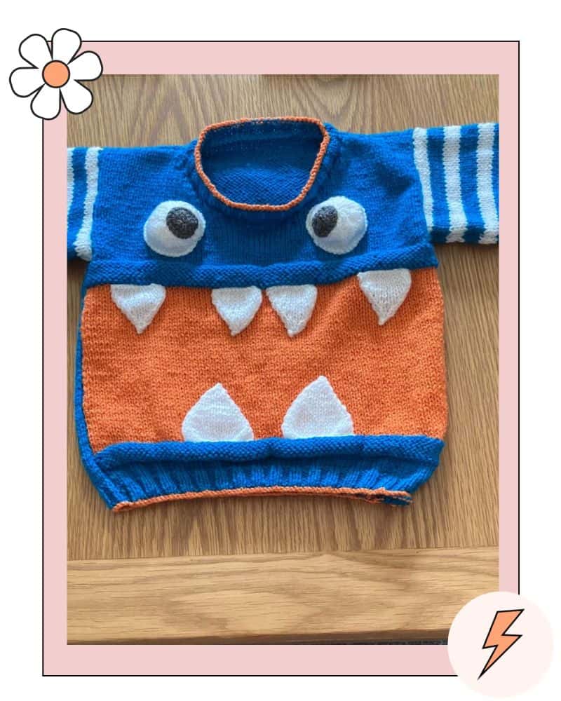 Monster Mouth, Monster Jumper knitting pattern customer testimonial review for jane burns knitting pattern