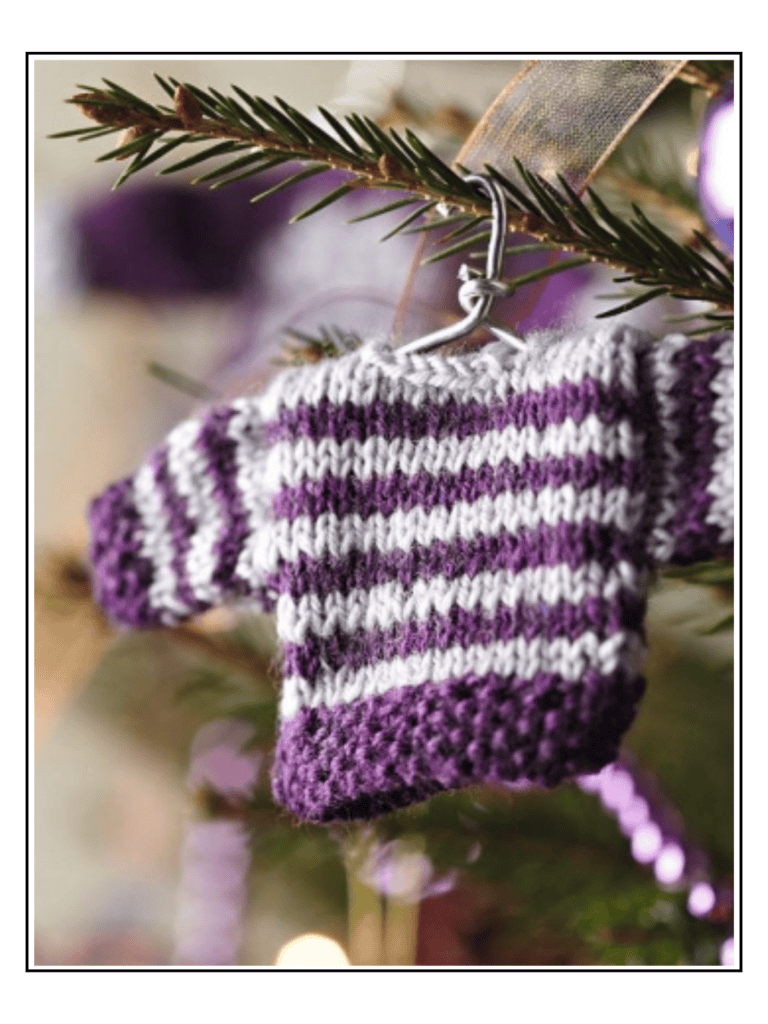 The Little Jumpers That Kick Off My Christmas in July Event 1 mini sweater ornament knitting pattern striped stash busting christmas jumper jane burns