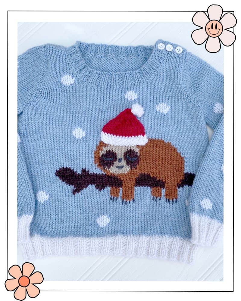 best christmas knitting patterns - sleepy sloth christmas jumper for kids by jane burns