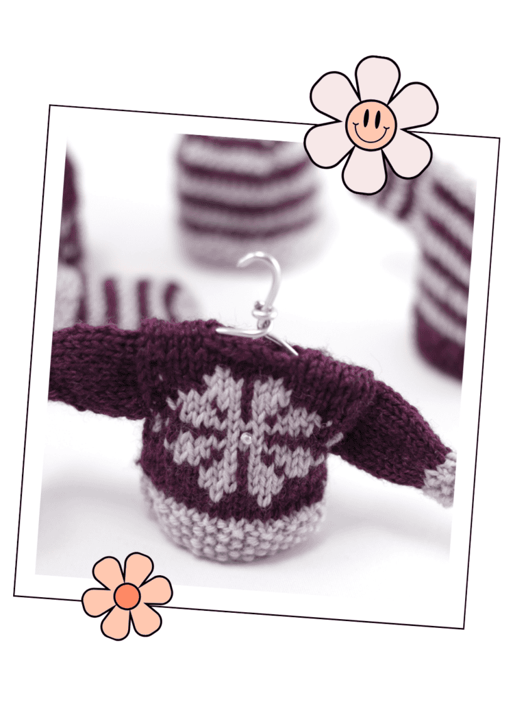 The Little Jumpers That Kick Off My Christmas in July Event 4 mini sweater ornament knitting pattern snowflake colourwork mini christmas jumper decoration jane burns