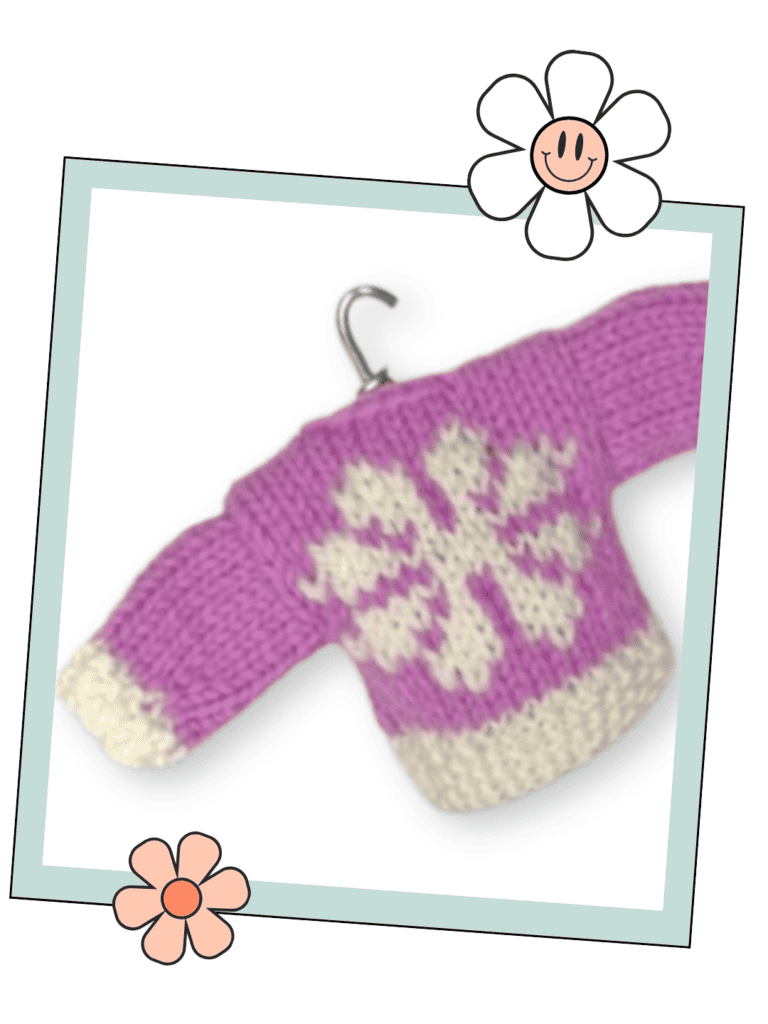 The Little Jumpers That Kick Off My Christmas in July Event 2 mini sweater ornament knitting pattern snowflake colourwork jumper christmas decoration jane burns