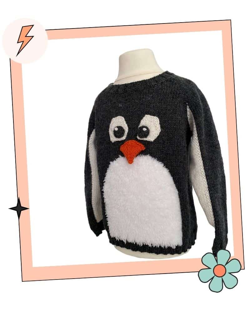 best christmas knitting patterns - penguin jumper for kids jane burns 