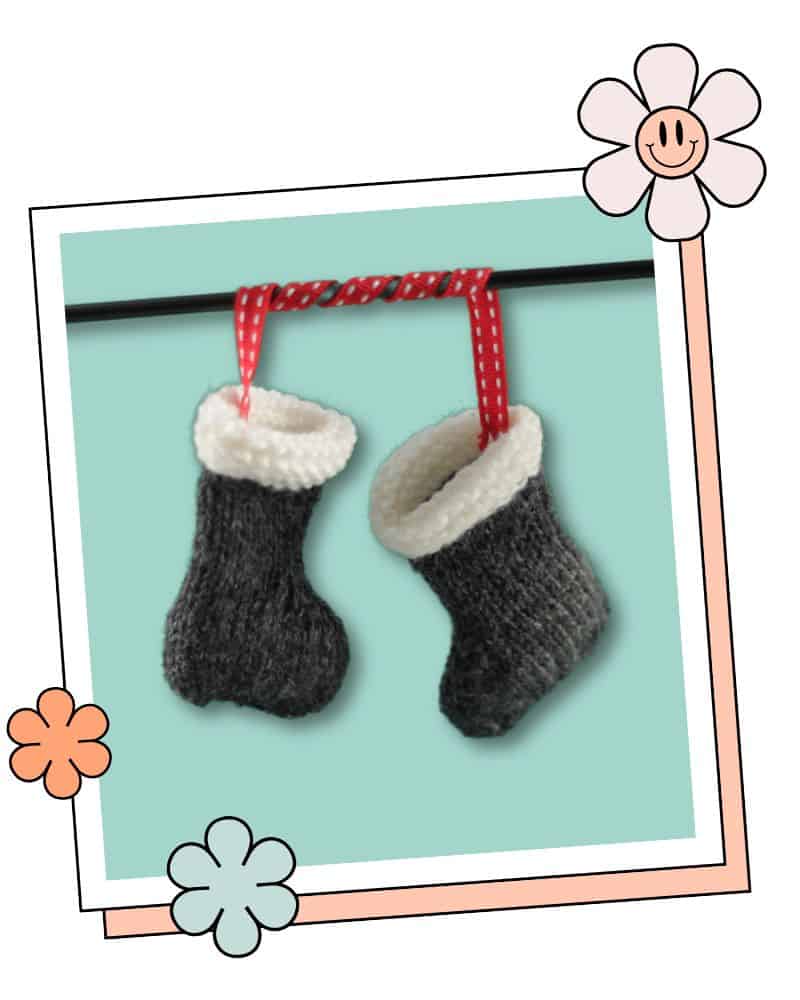best christmas knitting patterns - santa boots knitted decoration by jane burns