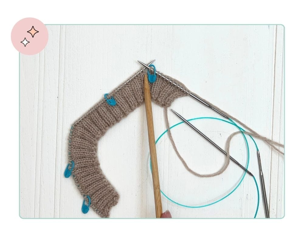 Slipping the raglan marker after completing an increase pair on a top-down cardigan yoke how-to-knit-a-top-down-cardigan-for-kids