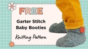 garter stitch baby booties knitting pattern - featured image