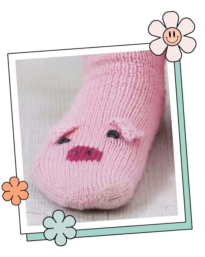 Free Pig Socks Knitting Pattern for the family, kids, teens and adults by Jane Burns