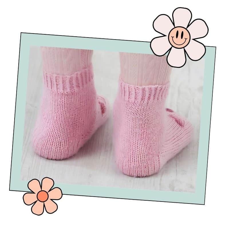 Free Pig Socks Knitting Pattern for Kids heel flap back view jane burns knitting pattern