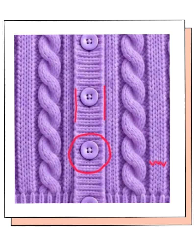Facebook post of an AI-generated cable cardigan pattern, with a comment questioning whether it is real